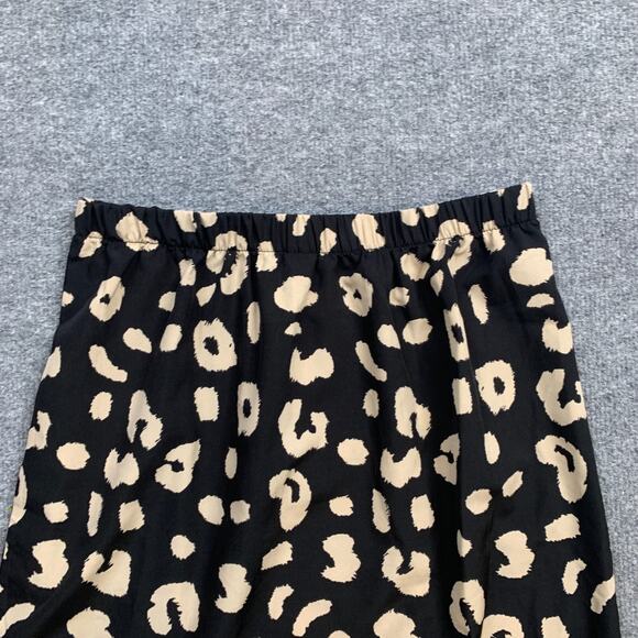 SheIn Skirt Womens 6 Black Sand Cheetah Pull On Elastic Waist High Low Hem Midi - Picture 9 of 13
